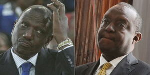 A collage of President William Ruto and Former Treasury Cs Henry Rotich. 