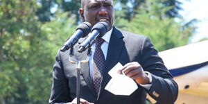 Deputy President William Ruto speaking during the burial of athlete Ben Jipcho on Friday, July 31.