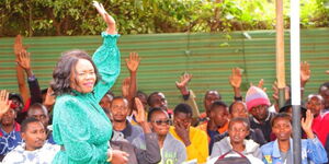 Githunguri MP, Gathoni Wamuchomba, speaks at a youth mentorship session in Githunguri on April 25, 2023.