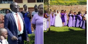 A photo collage of SDA pastor Jared Omwoyo and bridesmaids on December 30, 2022
