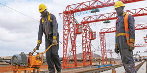 File image of workers on the Standard Gauge Railway (SGR) 