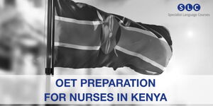 Undated image of an advertisement for Kenyan nurses to enrol for Specialist Language Courses (SLC) Online English Test 
