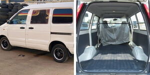 A collage of a side and inside view of a Toyota TownAce vehicle.