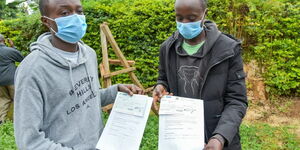 Twins who awarded a scholarship by Kirinyaga Governor Ann Waiguru
