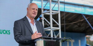 Safaricom CEO Michael Joseph speaks at Railways Club, Nairobi on March 12, 2020