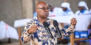 Safina Party presidential candidate Jimi Wanjigi addresses the cogregation at in Siaya County on Sunday, May 22, 2022..jpg
