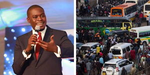 A Collage of Johnson Sakaja and Matatus in the Nairobi CBD