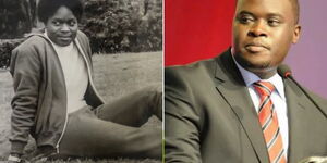 Combination image of the late athlete Emily Ayoti Kubasu and her son, Nairobi Senator Johnson Sakaja
