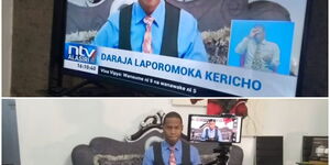 Salim Swaleh anchoring news in shorts on Friday, May 9, 2020.