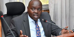 Nandi Senator Samson Cherargei at an address in his office.