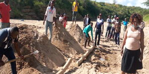 Sand harvesting at River Tiva Kitui County