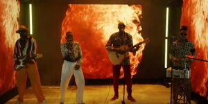 Sauti Sol performing during their Midnight Train virtual experience album launch on August 22, 2020.
