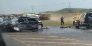 Scene of accident along Nairobi Nakuru Highway on Tuesday, September 22, 2020.