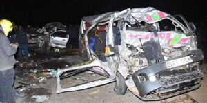 Scene of the accident where a matatu collided with a tractor on Eldoret-Turbo Road on Wednesday, November 23, 2022.