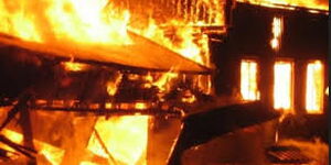 School dormitory burning down