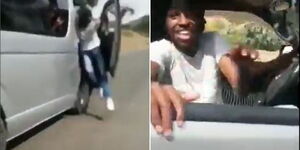 Screenshots from a video of a driver performing dangerous stunts.
