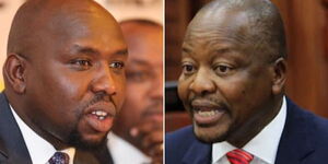 Senate Majority Leader Kipchumba Murkomen (left) and Health CS Mutahi Kagwe.