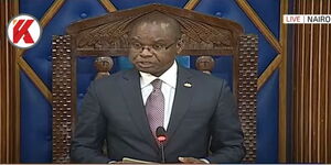 Senate Speaker Amason Kingi addresses the house after taking his oath of office on Thursday, September 8, 2022.