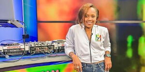 Media personality Nancy Wanjiru, famously known as Shix Kapienga poses for photo inside NTV's studios on February 11, 2023. 