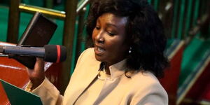 National Assembly Deputy Speaker Gladys Shollei taking oath in Parliament.