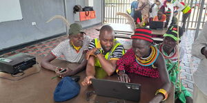 Residents of Akiriamet in Sigor, West Pokot enjoying free internet