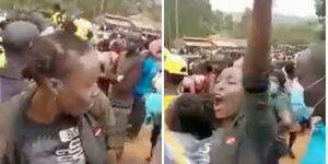 Screengrab of a woman caught on camera being slapped during a rally in Kisii