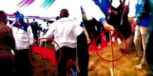Screengrab of a person holding a snake that interrupted an event hosted by Wiper Party leader Kalonzo Musyoka at his Yatta farm in Machakos County on Saturday January 15, 2022
