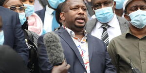 Nairobi Governor Mike Sonko speaking to journalists at KICC on August 21, 2020