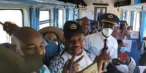 Former Nairobi Governor Mike Sonko in the Madaraka Express on Saturday, December 11, 2021.