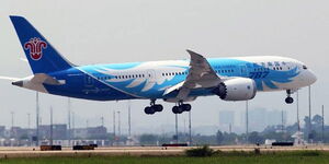 A Southern China plane lands in Guangzhou on June 3, 2013.