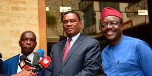 Speaker Justin Muturi, Gov Kivutha Kibwana & Former UNCTAD chief Mukhisa Kituyi on Tuesday, August 17, 2021