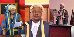  A collage of Machakos County Speaker Anne Kiusya, Trans-Nzoia County Speaker Allan Wanyonyi  and Wajir County Speaker Abdille Yussuf