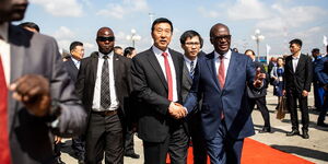 Special Envoy of the People Republic of China, Wang Yong and Cabinet Secretary for Transport, Infrastructure, Housing, Urban Development and Public Works, James Macharia (Far Right) on December 17, 2019..jpg
