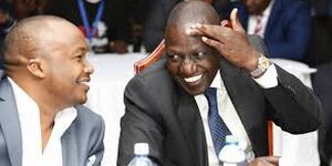 Starehe MP Charles Njagua, popularly Jaguar, (left) and Deputy President William Ruto.