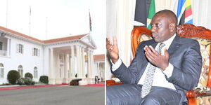 Photo collage between State House in Nairobi and Incoming President William Ruto