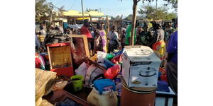 Stolen goods piled up at a market in Kibwezi. September 16, 2020.