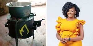 Photo collage between Mukuru Clean stove and Charlot Magayi