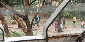Students during a protest outside University of Nairobi