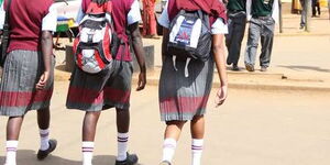 Kenyan students leaving school for holidays.