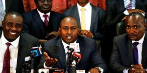 Suna East Member of Parliament Junet Mohamed during a press briefing in September 2018.