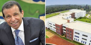 A photo collage of GEMS founder Sunny Varkey and GEMS Cambridge International School