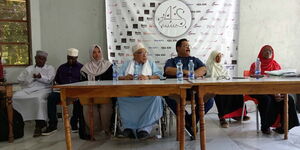 Professor Mohammed Hyder (centre) during the 2019 Swahili Literary Festival at the SwahiliPot Hub, Mombasa on March 3, 2019.