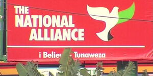 A banner of the defunct President Uhuru Kenyatta's The National Alliance Party.