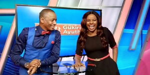 TV presenters Ken Kuraya (L) and Muthoni Kuraya