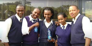 File image of Abel Mutua (2nd from left) with other members of the old cast of Tahidi High