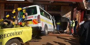 The 14-seater matatu is retrieved from Equity Bank Chuka town branch on February 23, 2020.