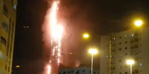 The 48-storey Abbco Tower in Sharjah City on fire on Tuesday, May 5, 2020.