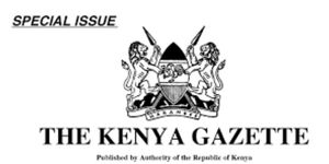 The Kenya Gazette header showing the court of arms emblem