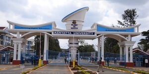 The Kenyatta University main gate in Kiambu County.