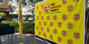 The Service Party logo displayed during the party's launch in Nairobi on June 24, 2020